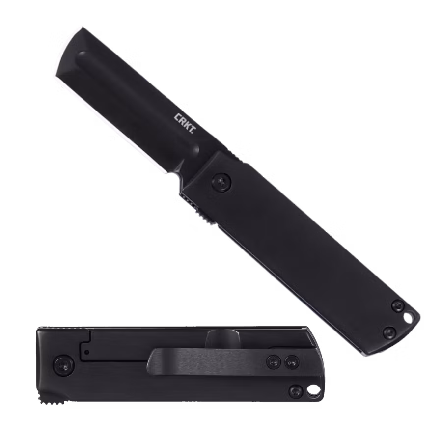 CRKT MinimalX Black helsvart fällkniv med rakt blad och svart handtag i rostfritt stål