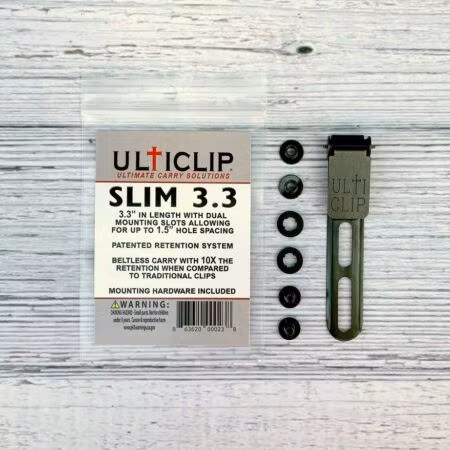 Ulticlip Slim 3.3 smalt svartoxiderat stålclip för långa knivslidor