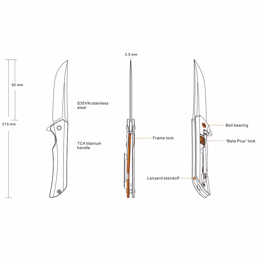 Ruike Hussar Titan M121-TZ Fällkniv S35VN-stål