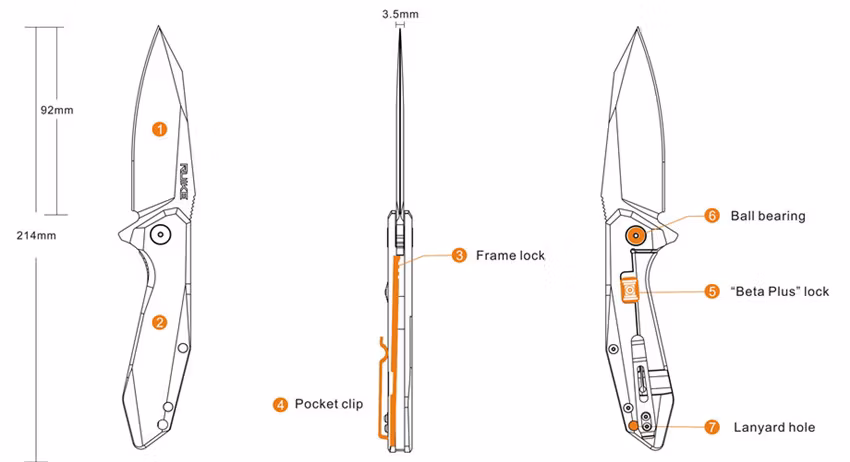Ruike P135-SF Stonewashed Fällkniv