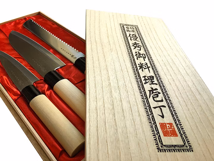 Satake Houcho Knivset 3 knivar Santoku Petty Brödkniv