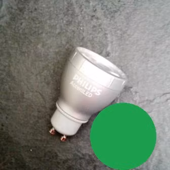 Färgad LED grön 535587 GU10  5:-/st  Kustboden.se