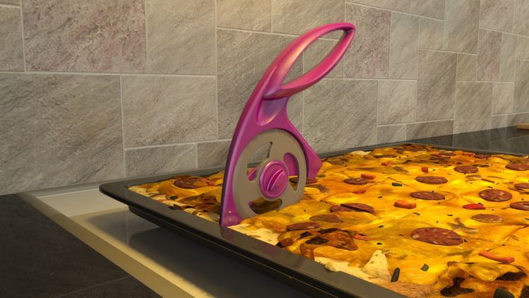 Sliceit en lila pizzaskärare/pizzahjul från Hackit, längd 23 cm.