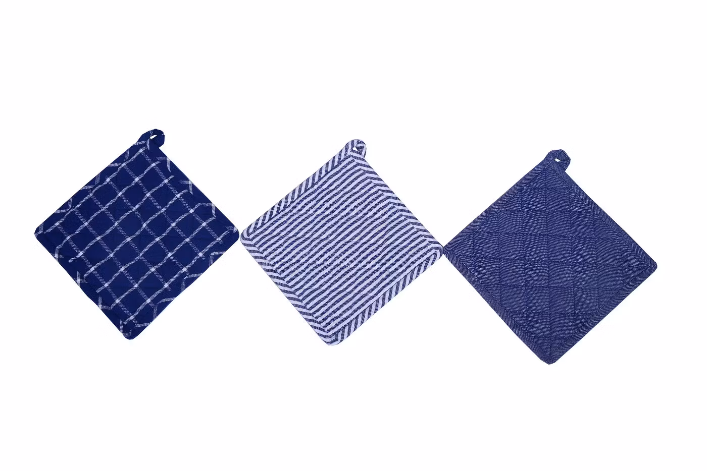 Grytlapp från Classic textiles i återvunnet material. Färg: Blå och vitrandig.