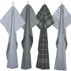 Kökshandduk från Classic textile i återvunna textilier. Färg: Grön och vitrutig.