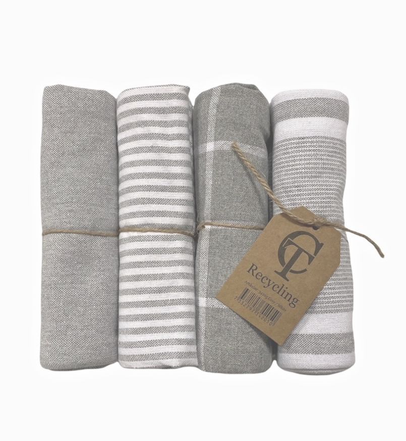 Kökshandduk från Classic textile i återvunna textilier. Färg: Grå.