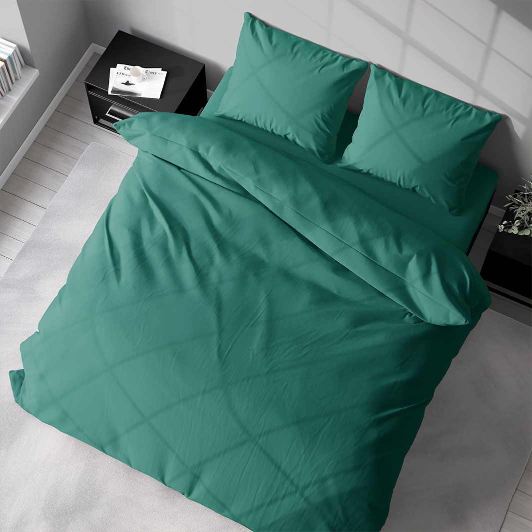 Milano ett grönt påslakanset till king size täcke i bomullssatin i storlek 240 x 220 cm med dragkedja i botten, från Indusia design