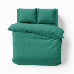 Milano ett grönt påslakanset till king size täcke i bomullssatin i storlek 240 x 220 cm med dragkedja i botten, från Indusia design