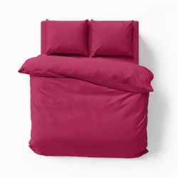 Solid color ett fuchsiafärgat påslakanset till dubbeltäcke i bomull i storlek 200 x 220 cm med dragkedja i botten, från Indusia design