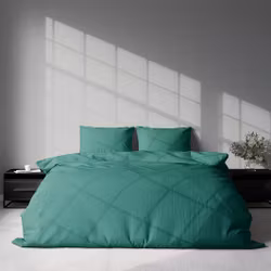 Milano ett grönt påslakanset  bomullssatin storlek 220 x 200 cm med dragkedja Indusia design