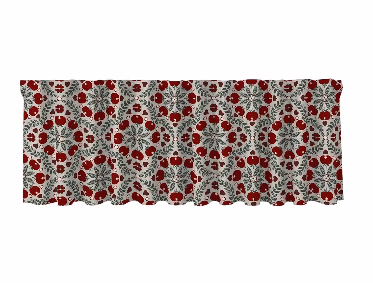 Juläpple linnefärgad gardinkappa metervara multiband Redlunds textil