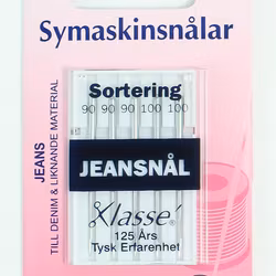 Symaskinsnålar. Jeansnål.  Sortering 90-100.