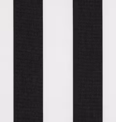 Blockrand en vit och svartrandig markisväv/uteväv i bredd 130 cm i garnfärgad akryl, rändernas bredd 6 cm