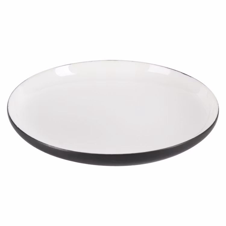 Assiett Skagen en ¨mixa och matchaservis¨ i vitt med svart undersida från Modern house. Mått D 23 cm.