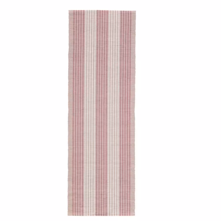 Randan en rosa och vitrandig ripslöpare i bomull från Noble house, mått 35 x 110 cm.