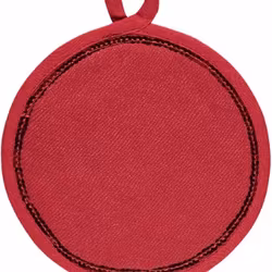 Gary en rund röd grytlapp med röda paljetter och lite glitter i väven från Noble house.