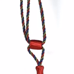 Tassels/Gardinomtag med tofs. Färg: Röd, blå och grön. Längd: 60 cm.