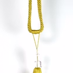 Tassels/Gardinomtag med tofs och glasprismor. Färg: Gul. Längd: 59 cm.
