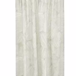 Storm ett gardinset i off-white med ett linnefärgat mönster och multiband från Boel & Jan, 2 x 140 x 240 cm.