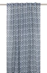Angela ett tunt gardinset i blått och vitt med multiband från Svanefors, mått 2 x 140 x 250 cm.