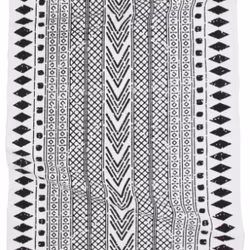 Etnisk en vit och svart gångmatta 100% bomull från Svanefors i mått 70 x 200 cm.