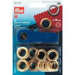 Öljetter från Prym Dia. 14 mm. Färg: Guld.
