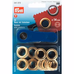 Öljetter från Prym Dia. 14 mm. Färg: Guld.