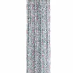 Margo ett tunt gardinset i vitt med rosa bloomor och gröna blomslingor och med multiband från Noble house.