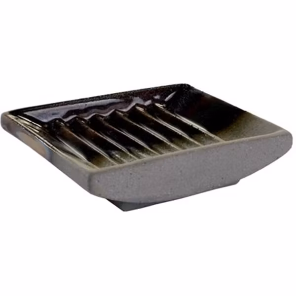 Tvålkopp Cube mineral från Cult design. Färg: Grå med brända bruna,vita och blå stänk.