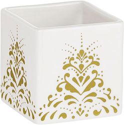 Kub curbitz skål från Cult design i vitt med ett guldmönster.