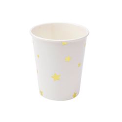 Popish Stjärna ett set med 6 st pappermuggar från Modern house. Färg: Vit med en guldfärgad ananas.