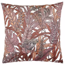 Tropical leaves ett underbart kuddfodral i sammet med en vit botten och rost och bruna blad.