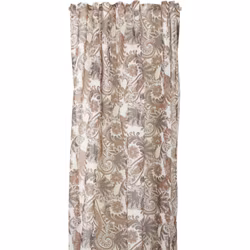 Zara ett gardinset off-white, brunt och grått med multiband i 5% linne och 95% polyester, mått 2 x 140 x 240 cm.