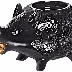 Orient Storkulting med mässingsäpple är en ljushållare för blockljus från Cult design. Färg: Asphalt med ett mässingsäpple och knorr.