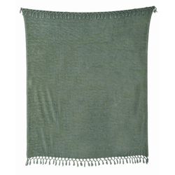 Chenny en underbar grön pläd i chenille med fransar från Svanefors i mått 130 x 150 cm.