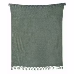 Chenny en underbar grön pläd i chenille med fransar från Svanefors i mått 130 x 150 cm.