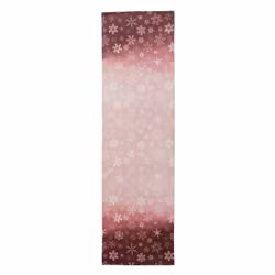 Bell en löpare i sammet i rödrosa toner med snöflingor på från Svanefors, mått 40 x 100 cm.