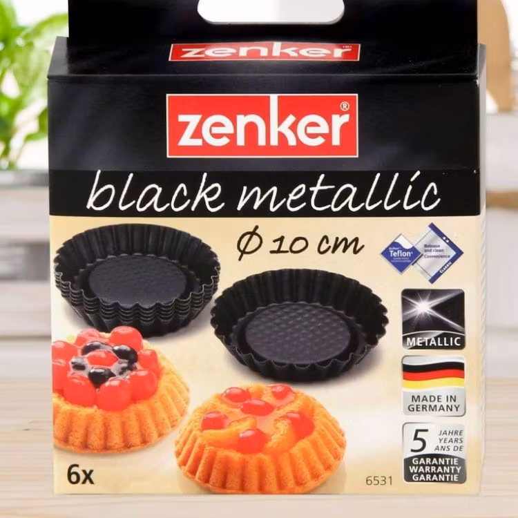 6 st Tartelettformar/formar till minipajer från tyska Zenker. Färg: Svart.