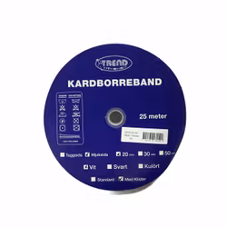 Kardborreband 20 mm, mjuksida med klister. Färg: Vit.