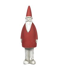 Tomte i betong, storlek liten. Färg: Röd, grå och vit.