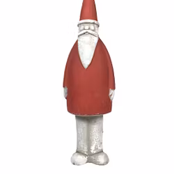 Tomte i betong, storlek liten. Färg: Röd, grå och vit.