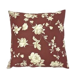 Kuddfodral med vita blommor, art.nr 899012-52-76. Färg: Vinrött med vita blommor.