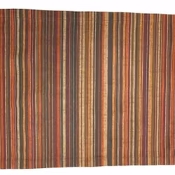 Randig en rost och brunrandig bordstablett i bomull, mått 34 x 47 cm.