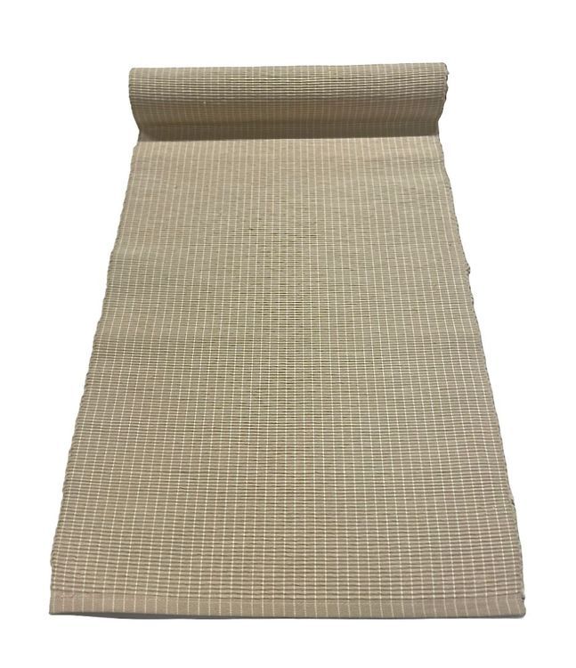 Falun en beige löpare med vita ränder i bomull från Arvidssons textil, mått 40 x 140 cm.