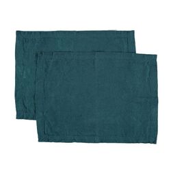 Bordstablett i tvättat linne som ger en mjuk känsla och en fin patina från Gripsholm i 2-pack i petrol. 35 x 45 cm.