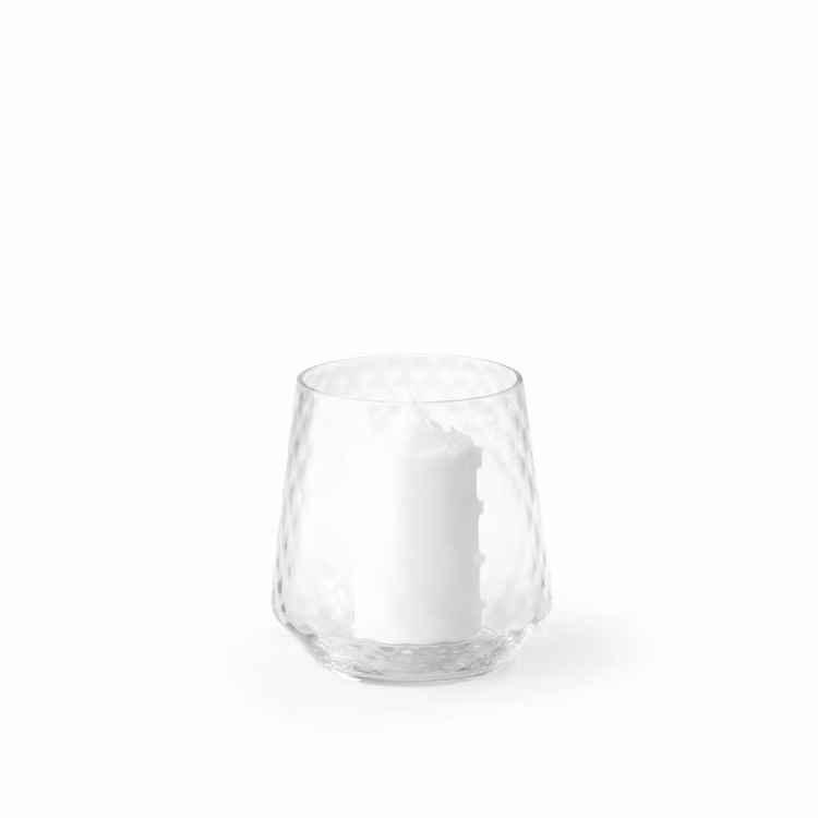 Ljuslykta/hurricane i glas från Modern House. Färg: Klart glas.