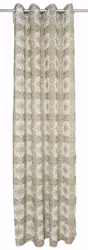Gardinset med två öljettlängder. Mått 2 x 140 x 240 cm. Färg: Grön och vit.