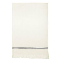 Eslöv en våfflad kökshanduk i off-white med en blå rand i 100% bomull med fransar från Svanefors, mått 50 x 70 cm.