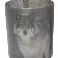 Vilda en ljuslykta med ett vackert vargmotiv. Färg: Multifärgad.