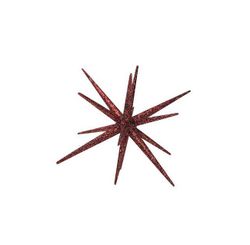 Sputnik en röd stjärnformad dekoration med glitter från Svanefors.